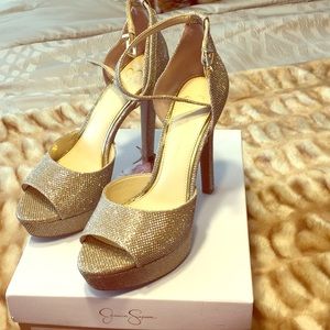 Jessica Simpson JS-beeya gold sparkle heels
